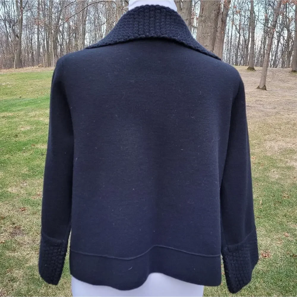CAbi Black Jackie O Cropped Wool Blend Cardigan style #502 size Medium